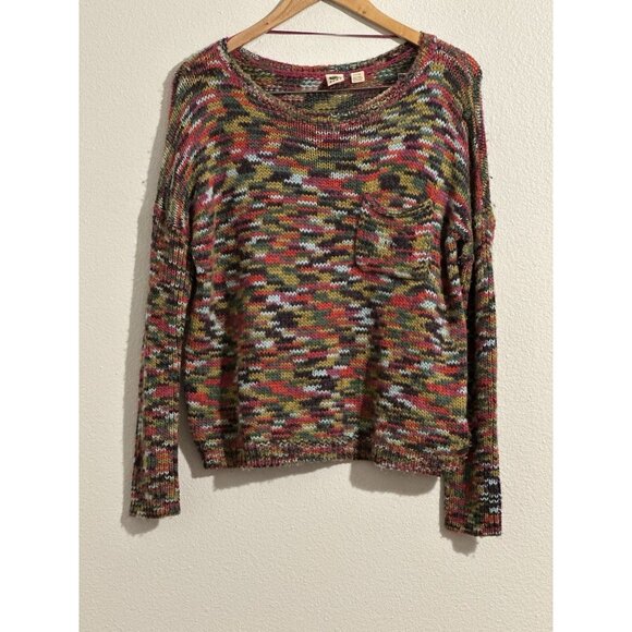 Roxy Women’s Cropped Multicolor Wool Blend Sweater Long Sleeve Size Small - Picture 4 of 9